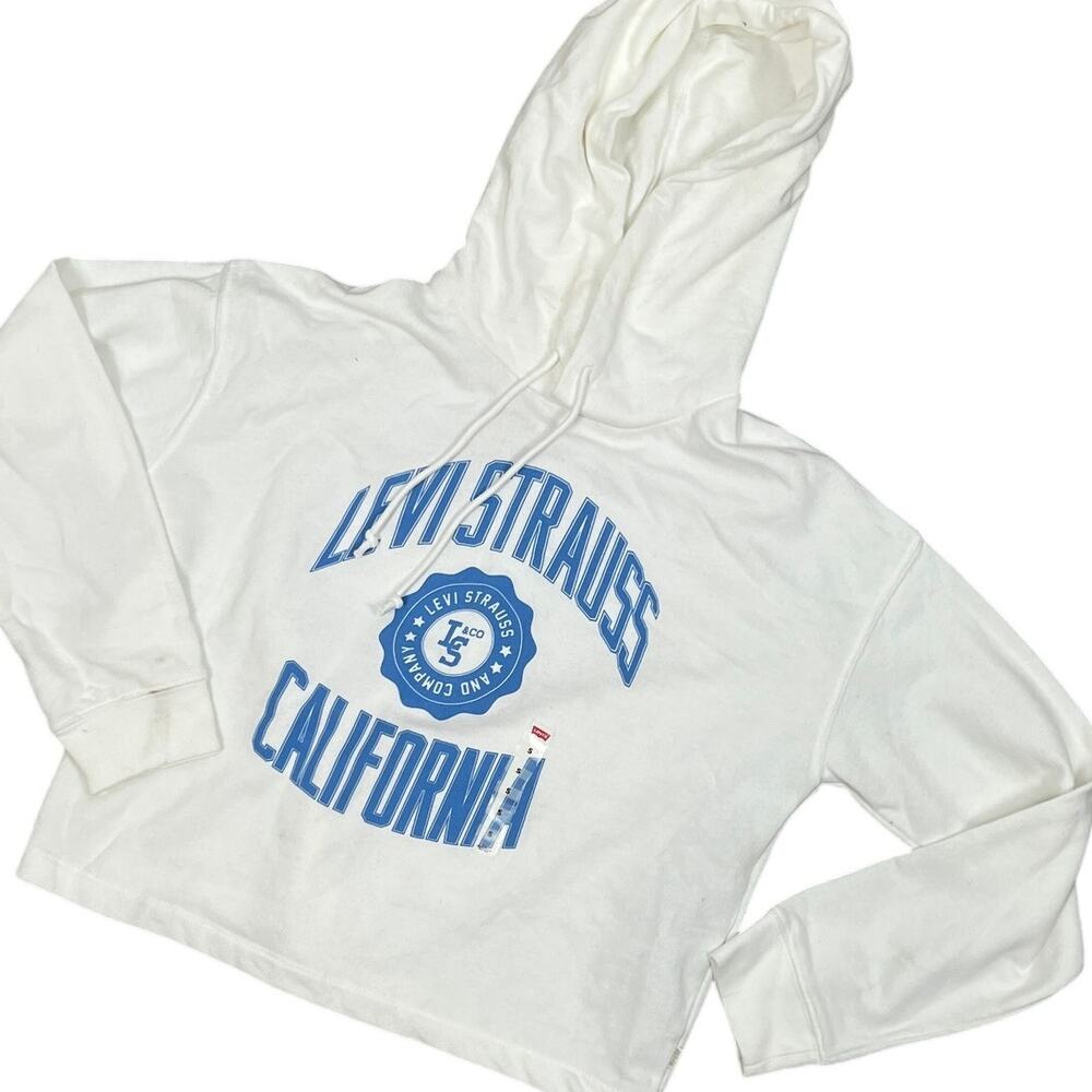 Levi's Women's Sam Cropped Hoodie White Sweatshirt - Size Small - NWT
